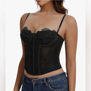 NWT - Black Lace Bustier Corset Top - Size Small
